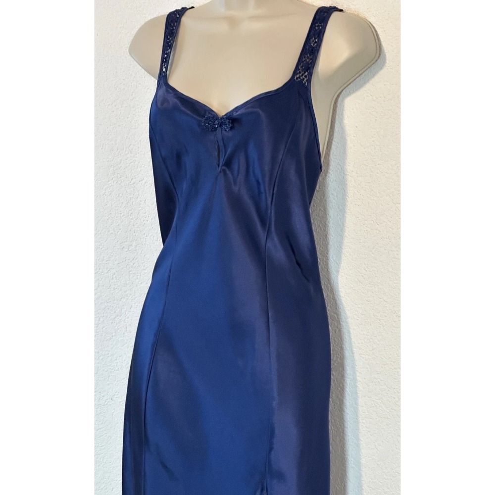 Vintage Inner Most‎ Nightgown Blue Shiny Silky Slip Dress Midi Medium Coquette